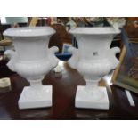 A good pair of white ceramic urns, COLLECT ONLY.