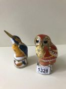 2 Royal Worcester Candle Snuffers, Barn Owl and Kingfisher