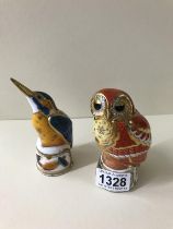 2 Royal Worcester Candle Snuffers, Barn Owl and Kingfisher