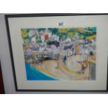 A framed and glazed limited edition seaside scene. COLLECT ONLY.