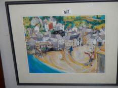 A framed and glazed limited edition seaside scene. COLLECT ONLY.