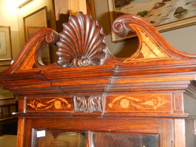 A small Victorian mahogany inlaid corner cupboard, COLLECT ONLY. - Image 2 of 3