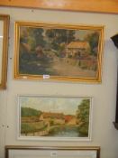 Two early signed oil paintings of country cottages, COLLECT ONLY.