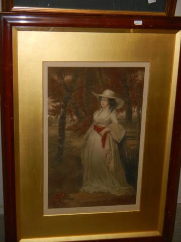 Two framed and glazed prints of ladies in good frames, COLLECT ONLY. - Image 3 of 3