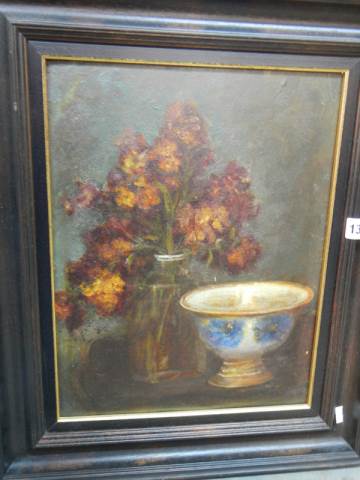 A late Victorian oil on board still life study, COLLECT ONLY. - Image 3 of 3