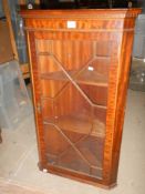 A mahogany astragal glazed corner cupboard, COLLECT ONLY.