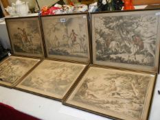 A set of six framed and glazed George Morland hunting prints, COLLECT ONLY.