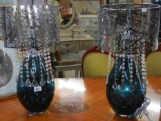 A pair of good quality glass table lamps, COLLECT ONLY,