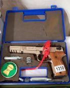 A cased air pistol Walther CP88 competition with pellets COLLECT ONLY