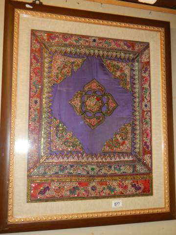 A large framed Indian embroidery, COLLECT ONLY.