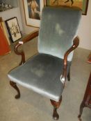 An Edwardian mahogany framed arm chair, COLLECT ONLY.