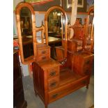 An Edwardian satin walnut triple mirror dressing table, in good condition, COLLECT ONLY.