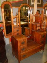 An Edwardian satin walnut triple mirror dressing table, in good condition, COLLECT ONLY.