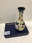 A Boxed Moorcroft Vase by Rachel Bishop .
