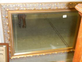 A 92 x 76 cm gilt framed bevel edged mirror, COLLECT ONLY.