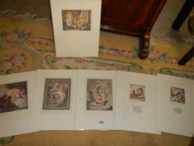 Thomas Rowlandson (1756-1827) Collection of 6 risque/erotic prints/plates circa 1960s.