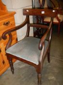 A Victorian mahogany elbow chair, COLLECT ONLY.