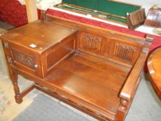 A good quality oak telephone seat, 67 x 92 x 50 cm, COLLECT ONLY.