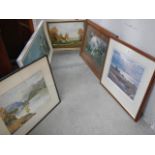 Five assorted pictures including water colours, COLLECT ONLY.