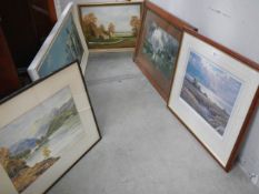 Five assorted pictures including water colours, COLLECT ONLY.