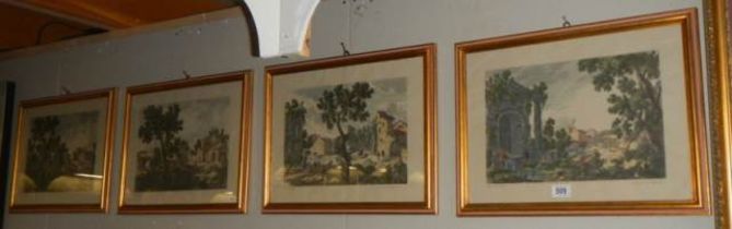 A set of four framed and glazed French style prints, COLLECT ONLY.