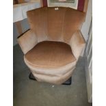 A pink swivel bedroom chair, COLLECT ONLY.
