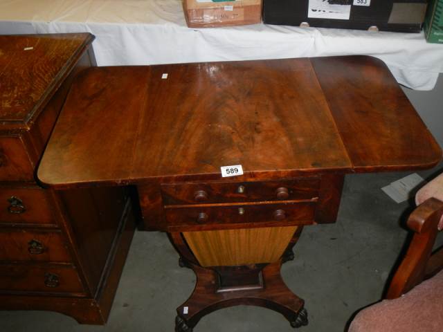 A Victorian mahogany sewing table, COLLECT ONLY. - Image 2 of 3