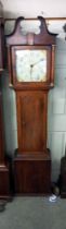 A late Victorian oak cased 30 hour painted face Grandfather clock marked K Holt, Newark.
