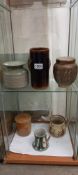 A quantity of Studio pottery including a fine Studio pottery saltglaze lidded vase (possibly Richard