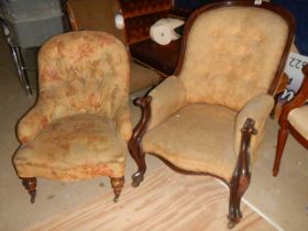 A Victorian mahogany spoon back chair and one other, COLLECT ONLY.