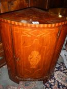 A Dutch mahogany inlaid corner cupboard. COLLECT ONLY.