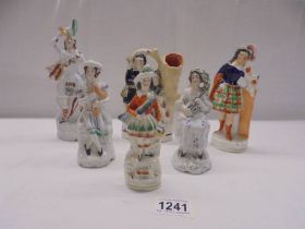 Six 19th century 'Scottish' Staffordshire figures (one has chip to hat).