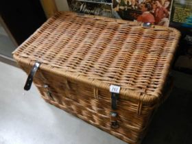 A good mid 20th century wicker basket. COLLECT ONLY.
