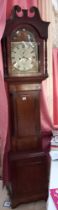 An 8 day Victorian Grandfather clock, complete and ticking but may need a service, COLLECT ONLY.