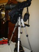 A new Opticron ES 100GA EDV4 spotting scope with a pro slik 88 tripod, cases etc., COLLECT ONLY.