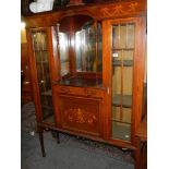 A good Edwardian mahogany inlaid display cabinet, COLLECT ONLY.