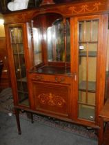A good Edwardian mahogany inlaid display cabinet, COLLECT ONLY.