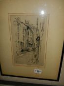 Borlase Smart R.O.I. (1881-1947) A dry point etching of St Andrews street St Ives Cornwall signed
