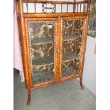 A late Victorian bamboo display cabinet (one piece of glass missing) COLLECT ONLY.