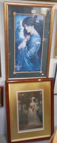 Two framed and glazed prints of ladies in good frames, COLLECT ONLY.