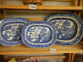 Three Wedgwood blue and white meat platters, COLLECT ONLY.