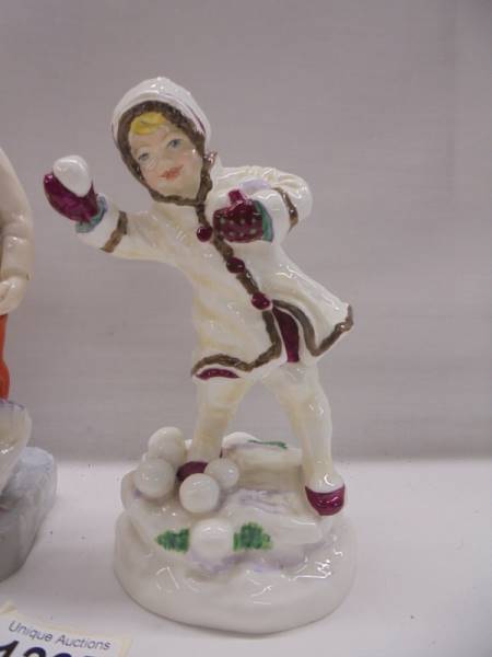 Four Royal Worcester Months of the Year figurines - October, November, December, January. - Image 4 of 9