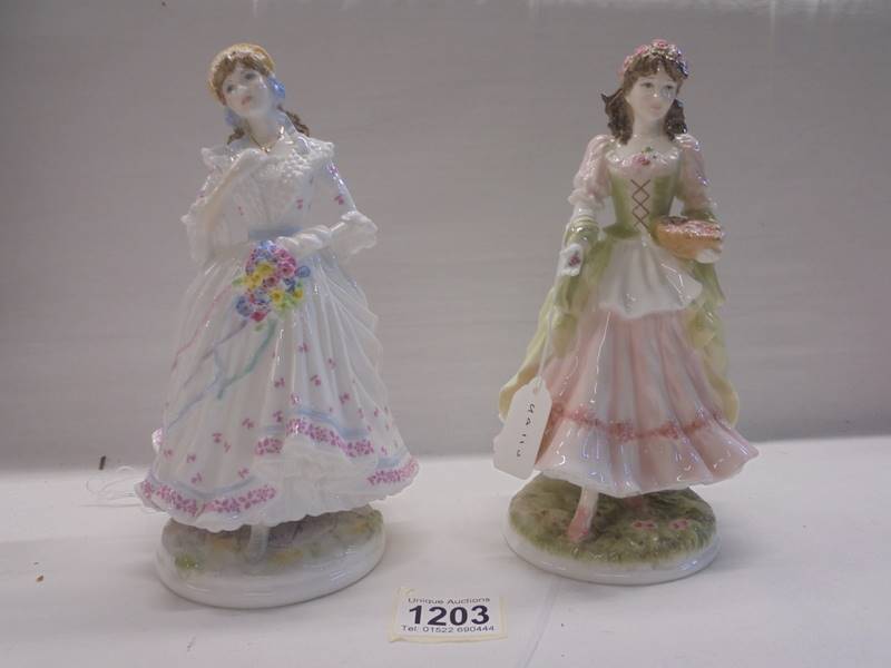 Two Royal Worcester Country Days collection figurines, The Queen of the May and The Village Bride.