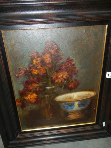 A late Victorian oil on board still life study, COLLECT ONLY. - Image 2 of 3