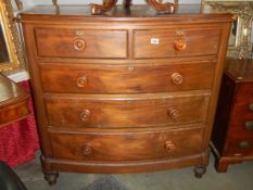 A Victorian two over three bow front chest of drawers, COLLECT ONLY.