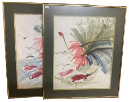 Two framed watercolours of Koi Carp a/f some foxing to pictures