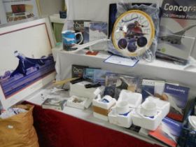 A collection of Concorde related memorabilia including a framed and glazed signed print, COLLECT