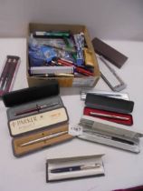 A good mixed lot of ink and ball point pens, cartridges etc.,