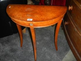 A small French style D shaped table on splay legs, COLLECT ONLY.