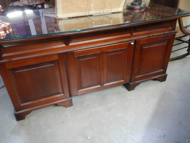 A good quality mahogany double pedestal desk with glass top, COLLECT ONLY. - Image 3 of 3